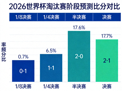 2026世界杯淘汰赛阶段预测柱状图 - 对比各轮次可能比分